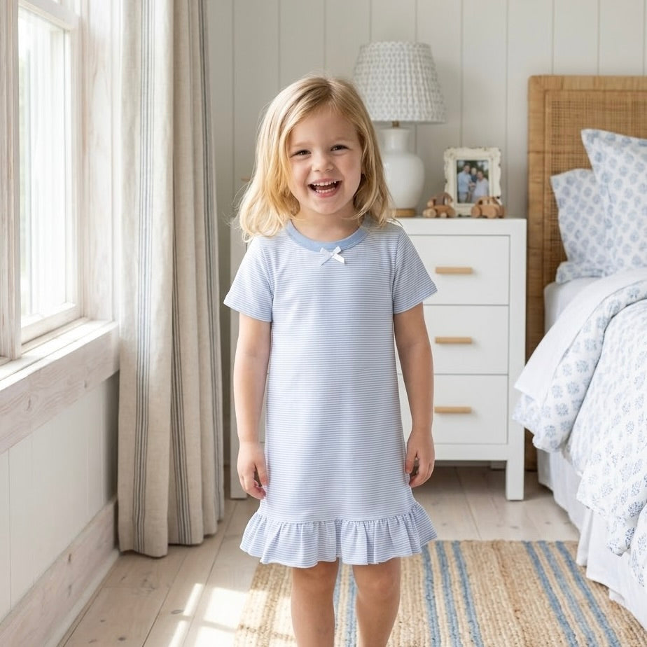 The Claire — Blue Micro Stripe