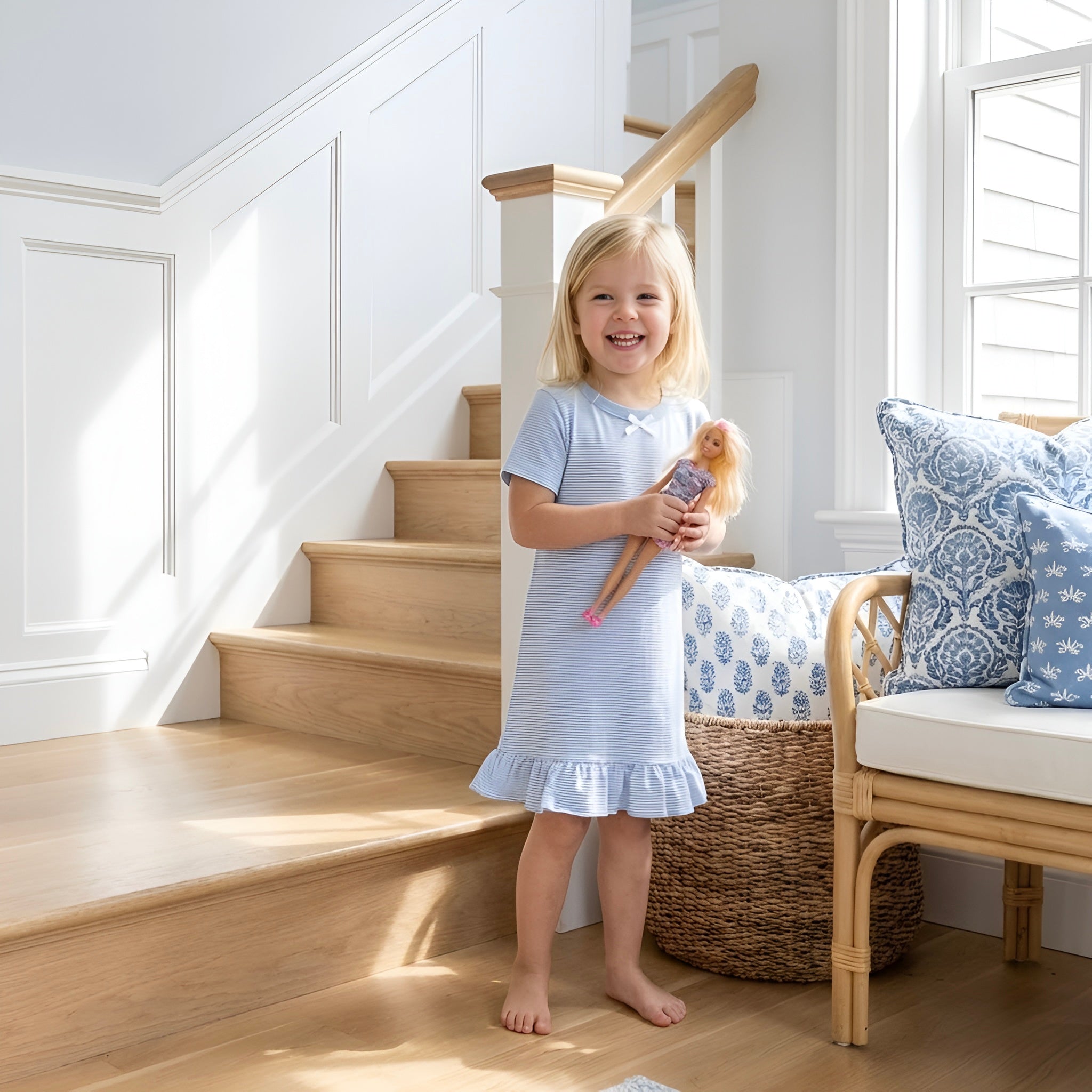 The Claire — Blue Micro Stripe